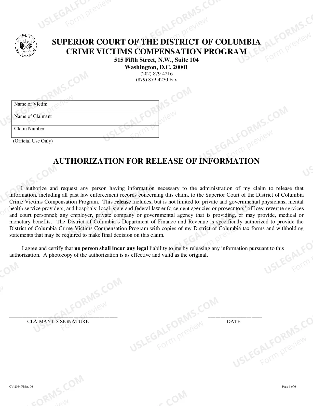 Preview Application For Crime Victims Compensation