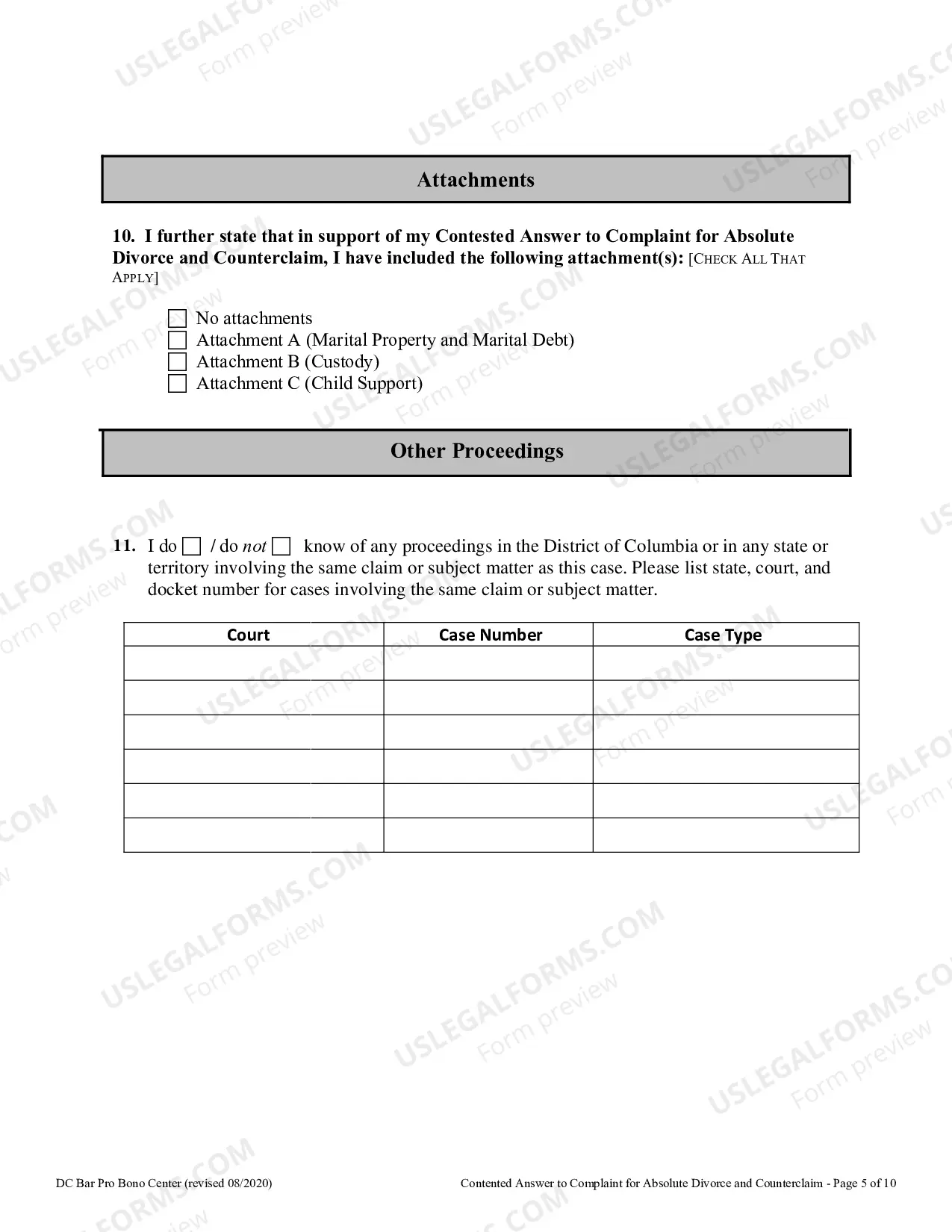 Preview Contested Answer To Complaint For Absolute Divorce and Counterclaim