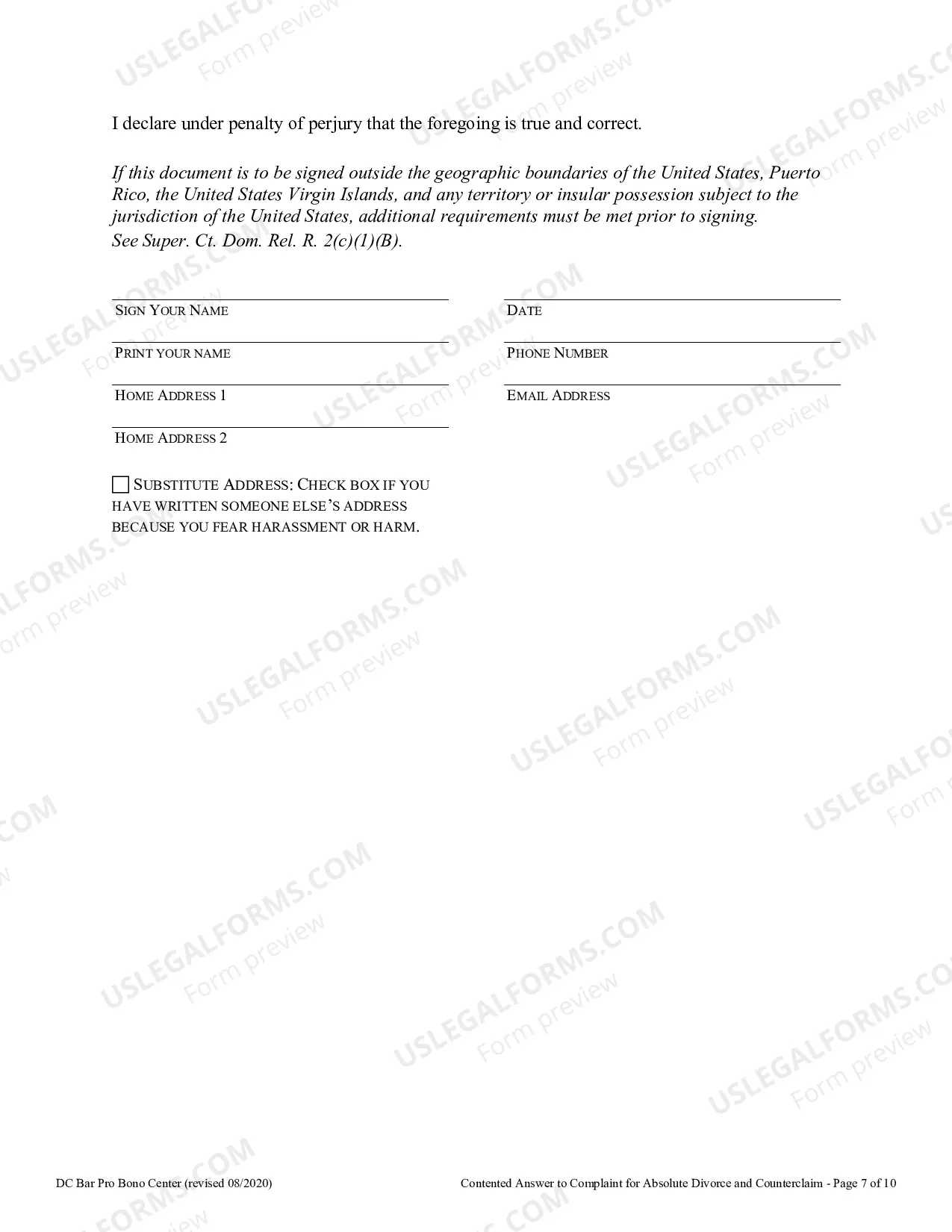 Preview Contested Answer To Complaint For Absolute Divorce and Counterclaim