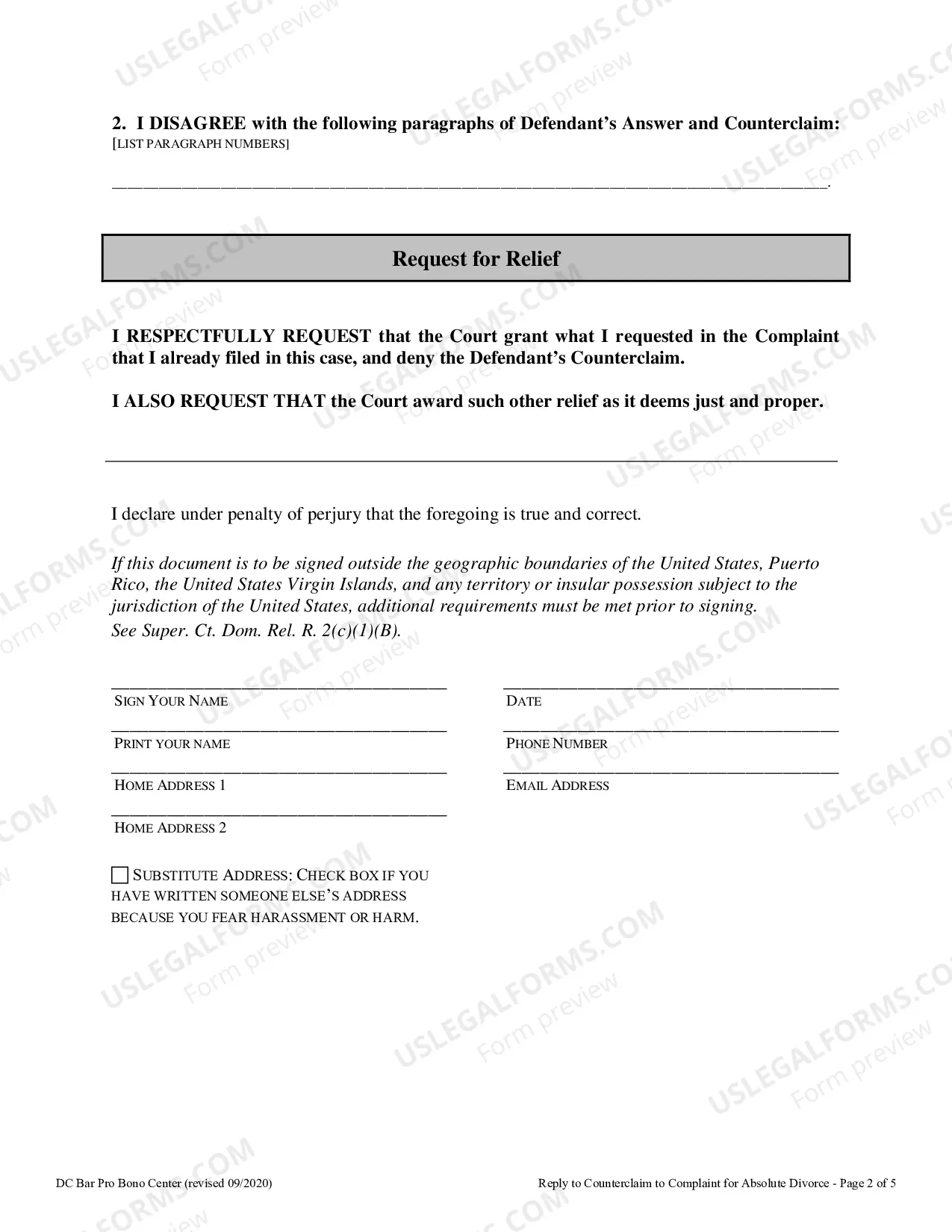 Preview Plaintiffs Reply To Defendants Counterclaim For Absolute Divorce