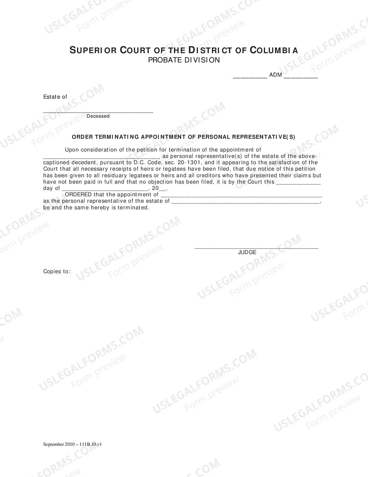 Preview Petition For Termination of Appointment of Personal Representative