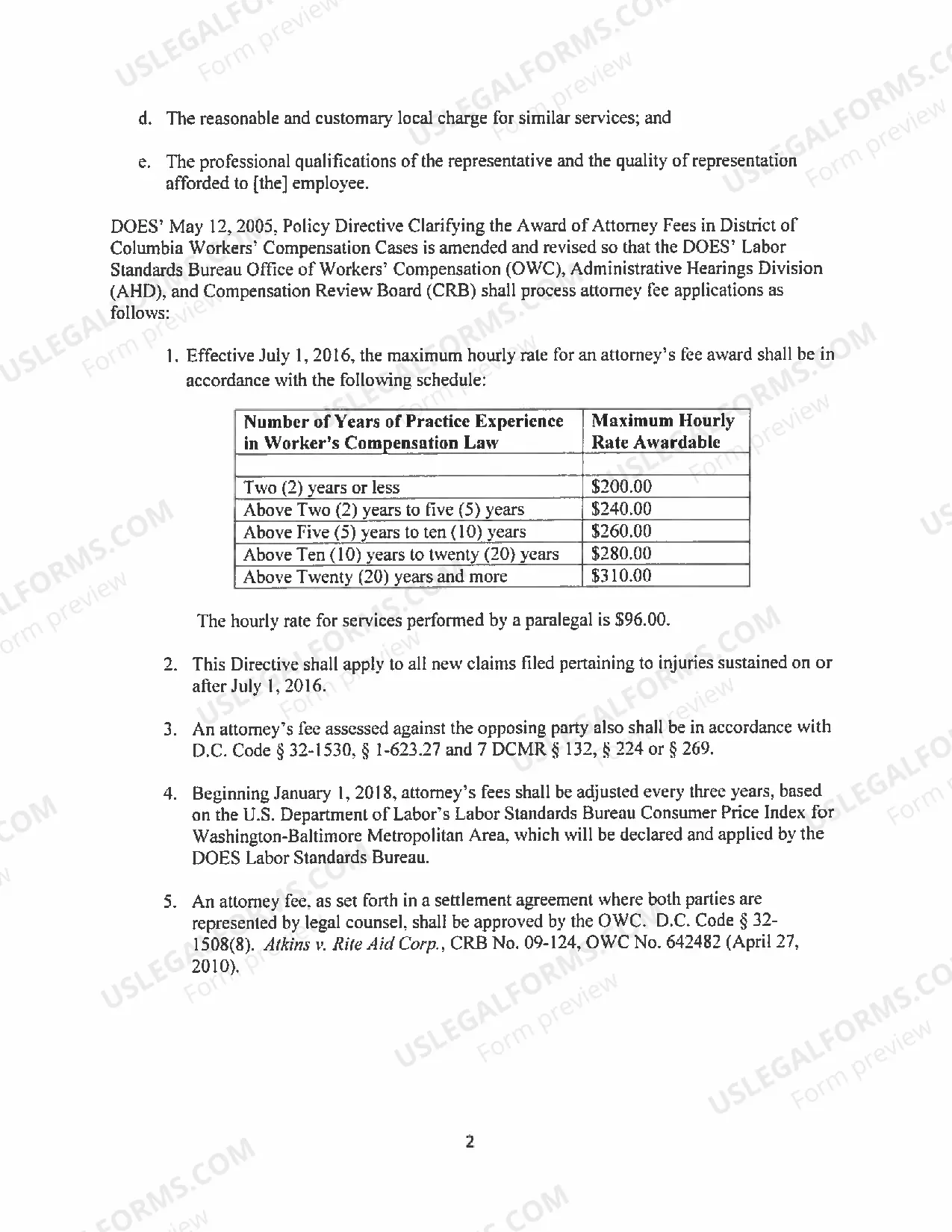 Preview OWC Attorney Fees Schedule