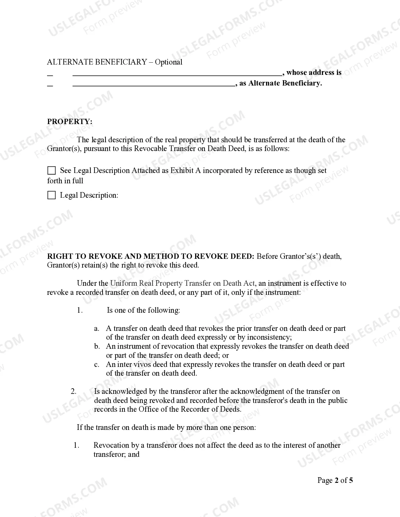 Preview Transfer on Death Deed or TOD - Beneficiary Deed for Individual to Individual