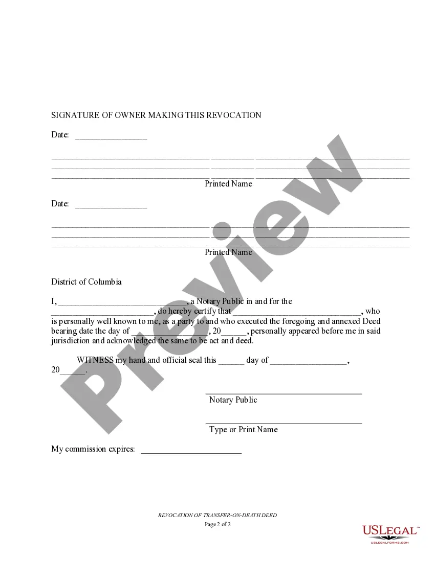 Preview Revocation of Transfer on Death Deed - Beneficiary Deed for Two Grantors