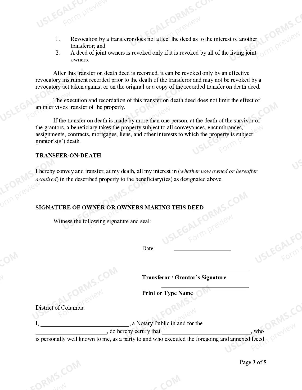 Preview Transfer on Death Deed or TOD - Beneficiary Deed for Individual to a Business Entity