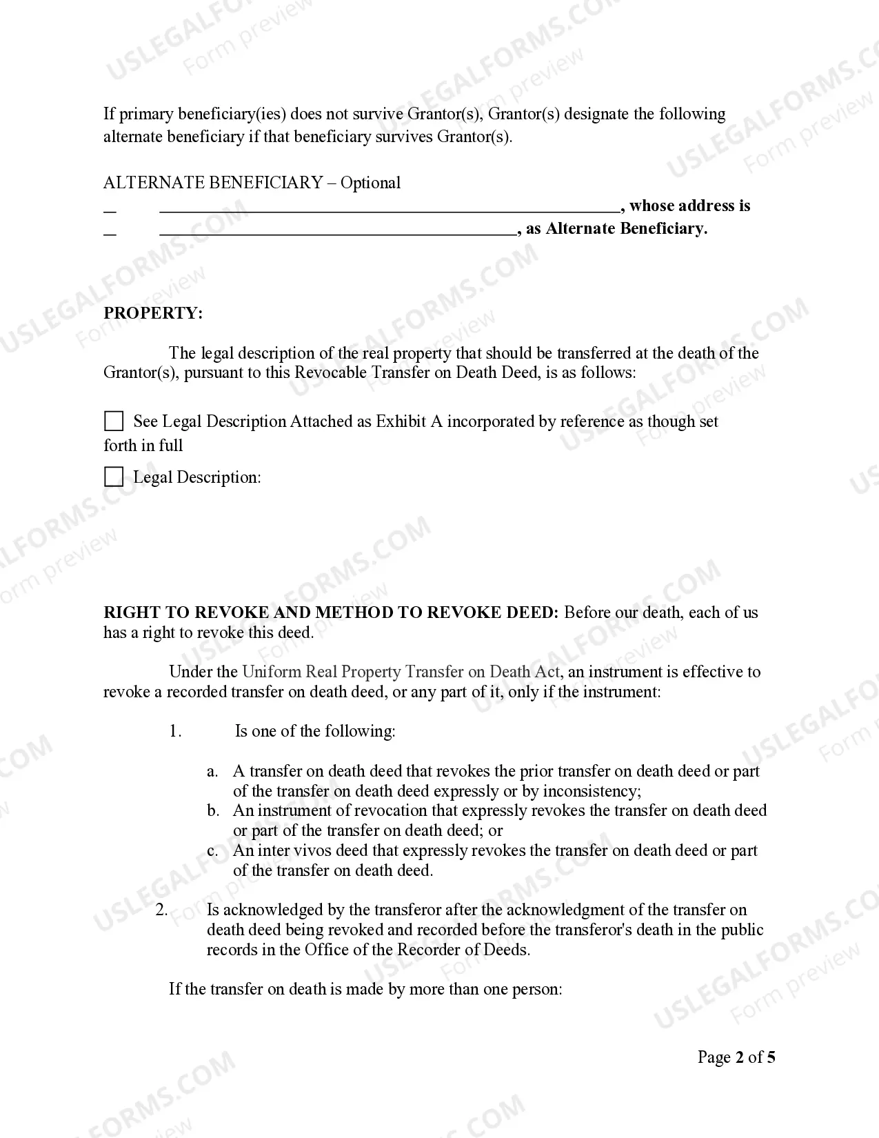 Preview Transfer on Death Deed or TOD - Beneficiary Deed for Individual to a Husband and Wife Beneficiaries