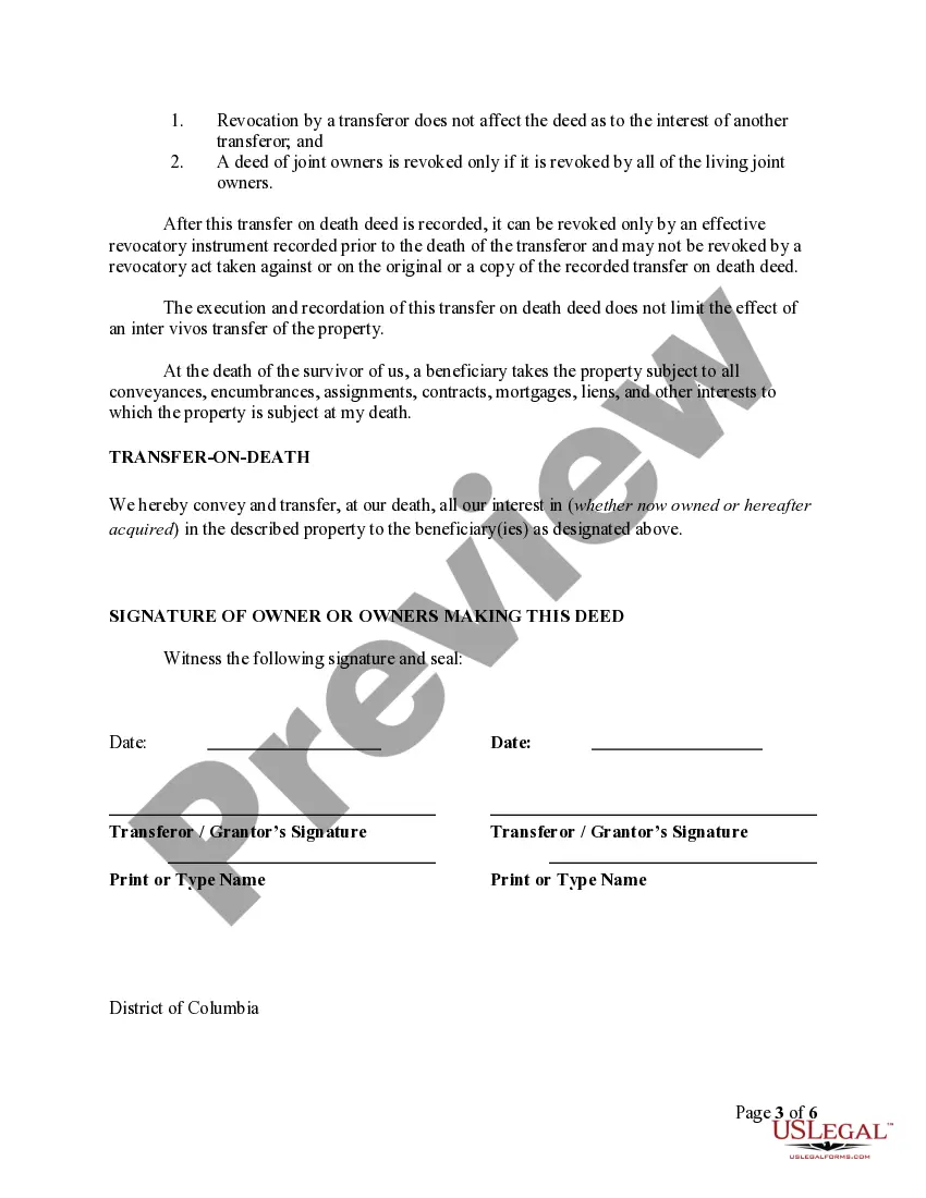 Preview Transfer on Death Deed or TOD - Beneficiary Deed for Two Individuals to One Individual