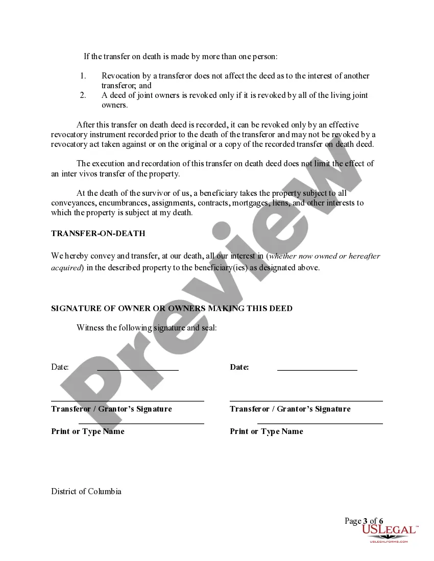 Preview Transfer on Death Deed or TOD - Beneficiary Deed for Two Individuals to Two Individuals
