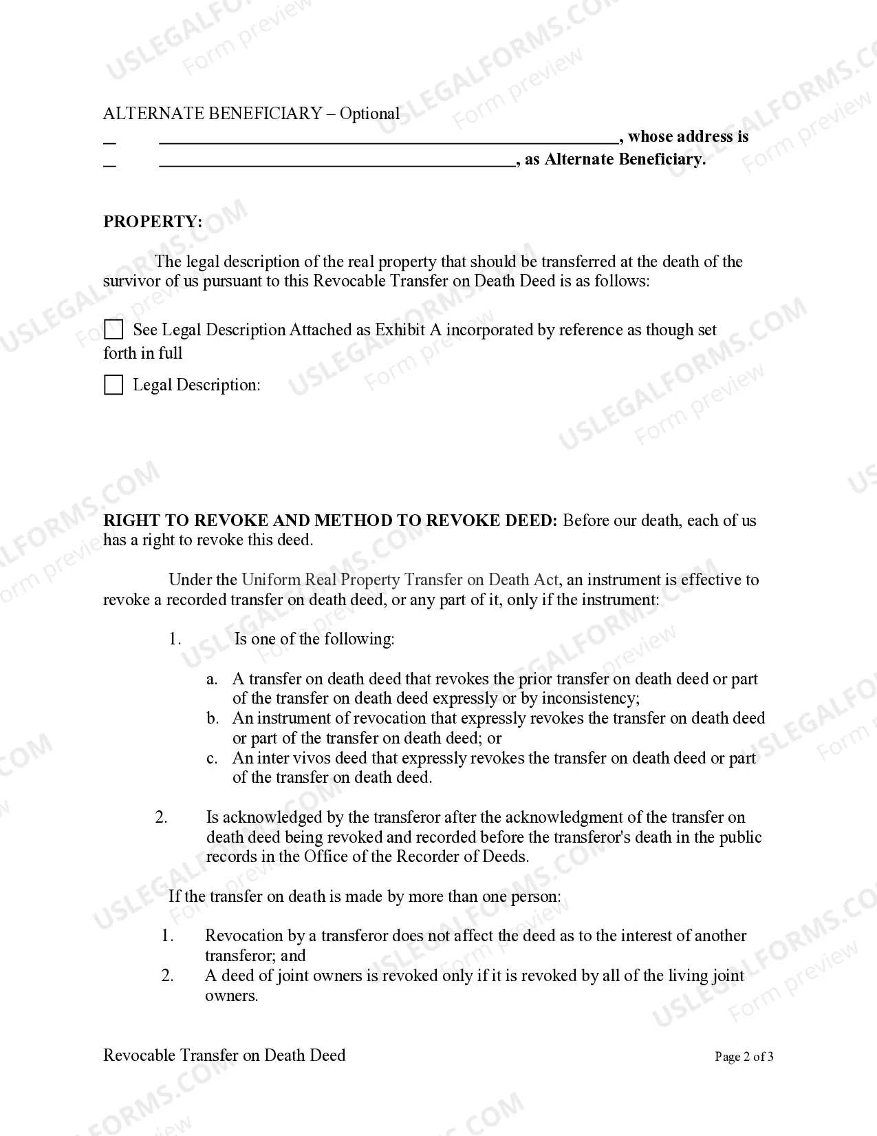 Preview Transfer on Death Deed or TOD - Beneficiary Deed for Husband and Wife to Two Individuals