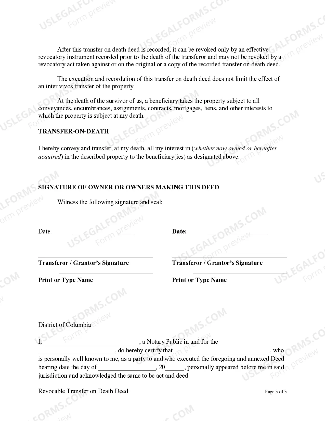 Preview Transfer on Death Deed or TOD - Beneficiary Deed for Husband and Wife to a Trust