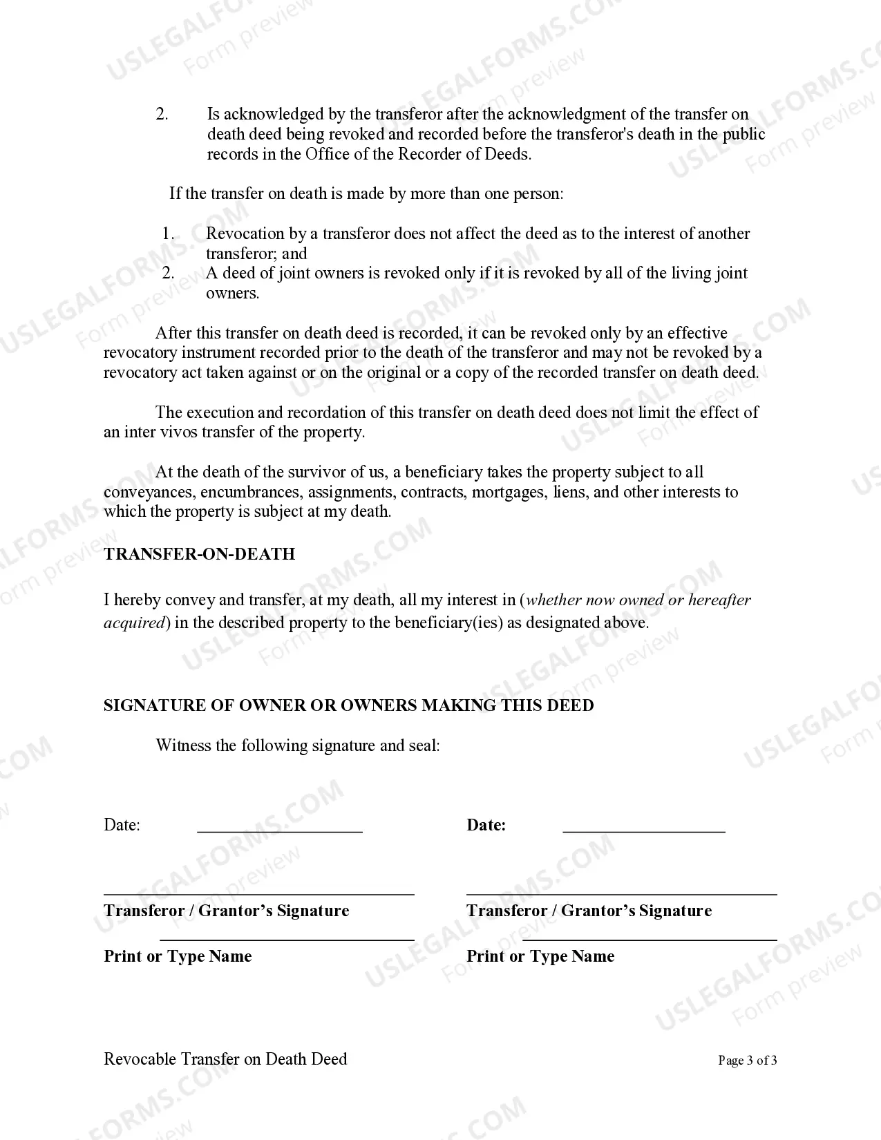 Preview Transfer on Death Deed or TOD - Beneficiary Deed for Two Individuals to Multiple Individuals