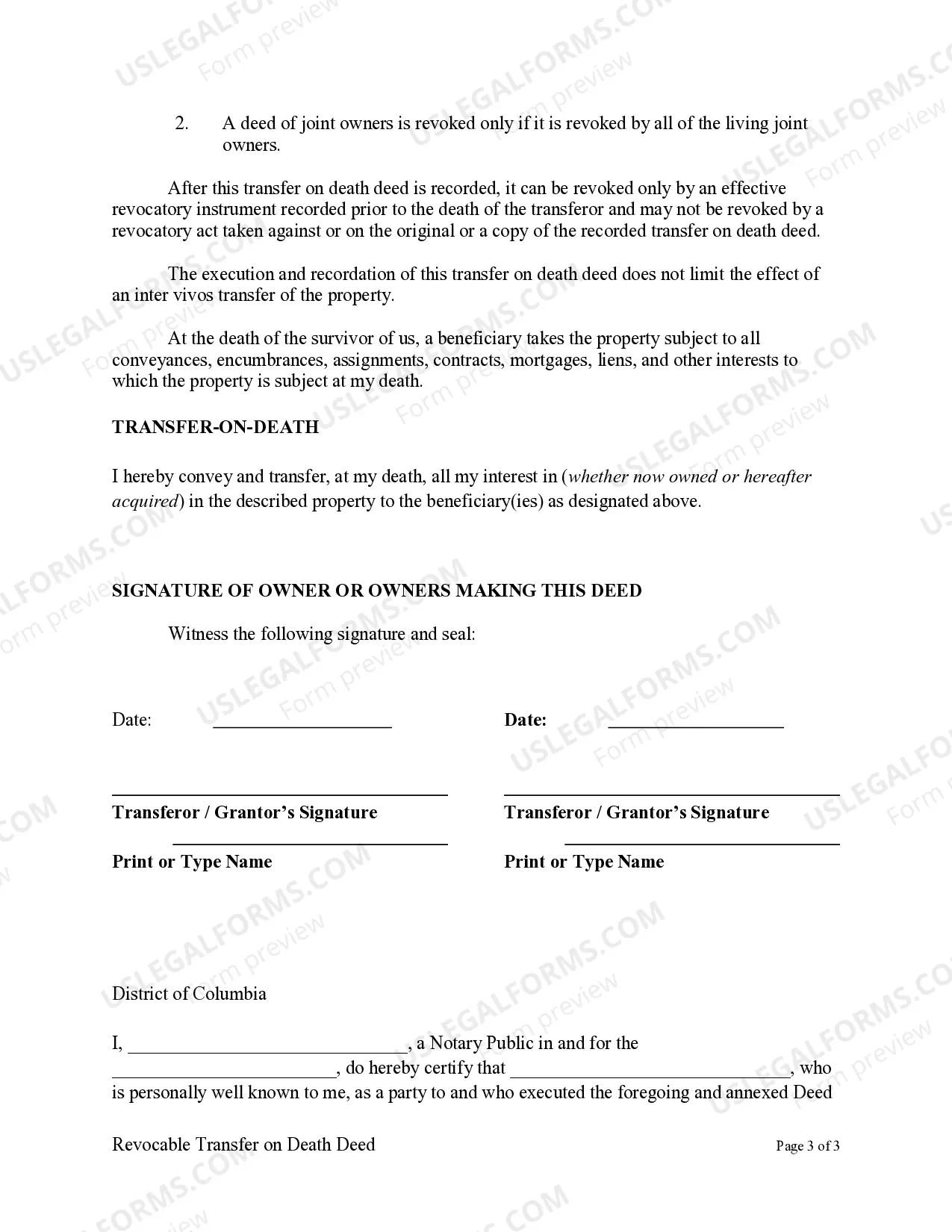 Preview Transfer on Death Deed or TOD - Beneficiary Deed for Two Individual to a Trust