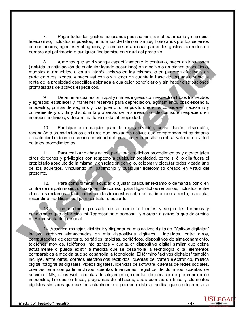 Preview Formulario de última voluntad y testamento legal para persona soltera sin hijos