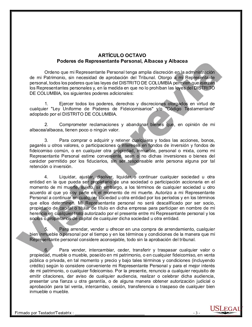 Preview Formulario de última voluntad y testamento legal para persona soltera sin hijos