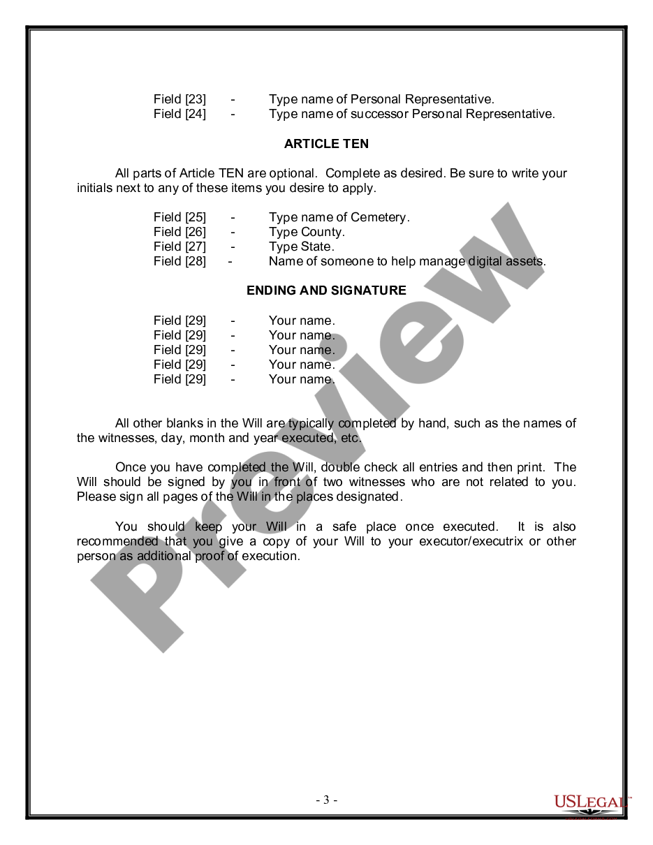 page 2 Legal Last Will and Testament Form for Single Person with No Children preview