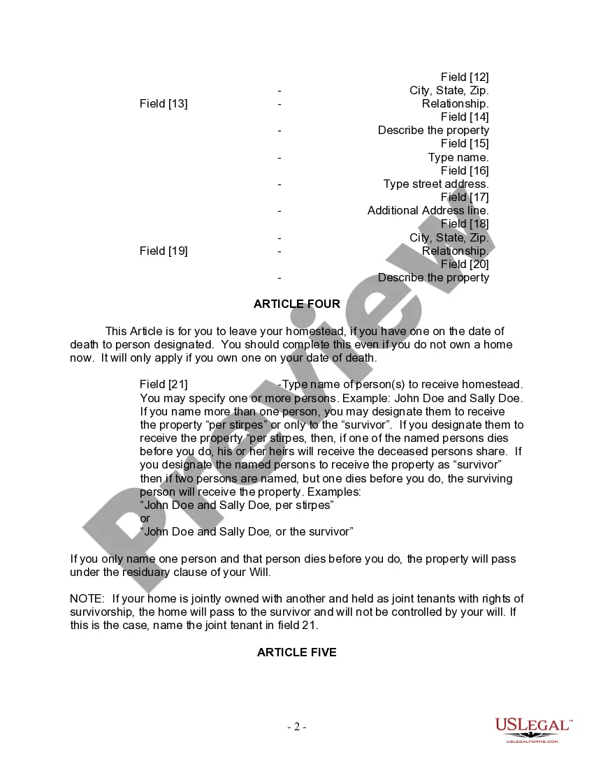 Preview Last Will and Testament for Single Person with No Children