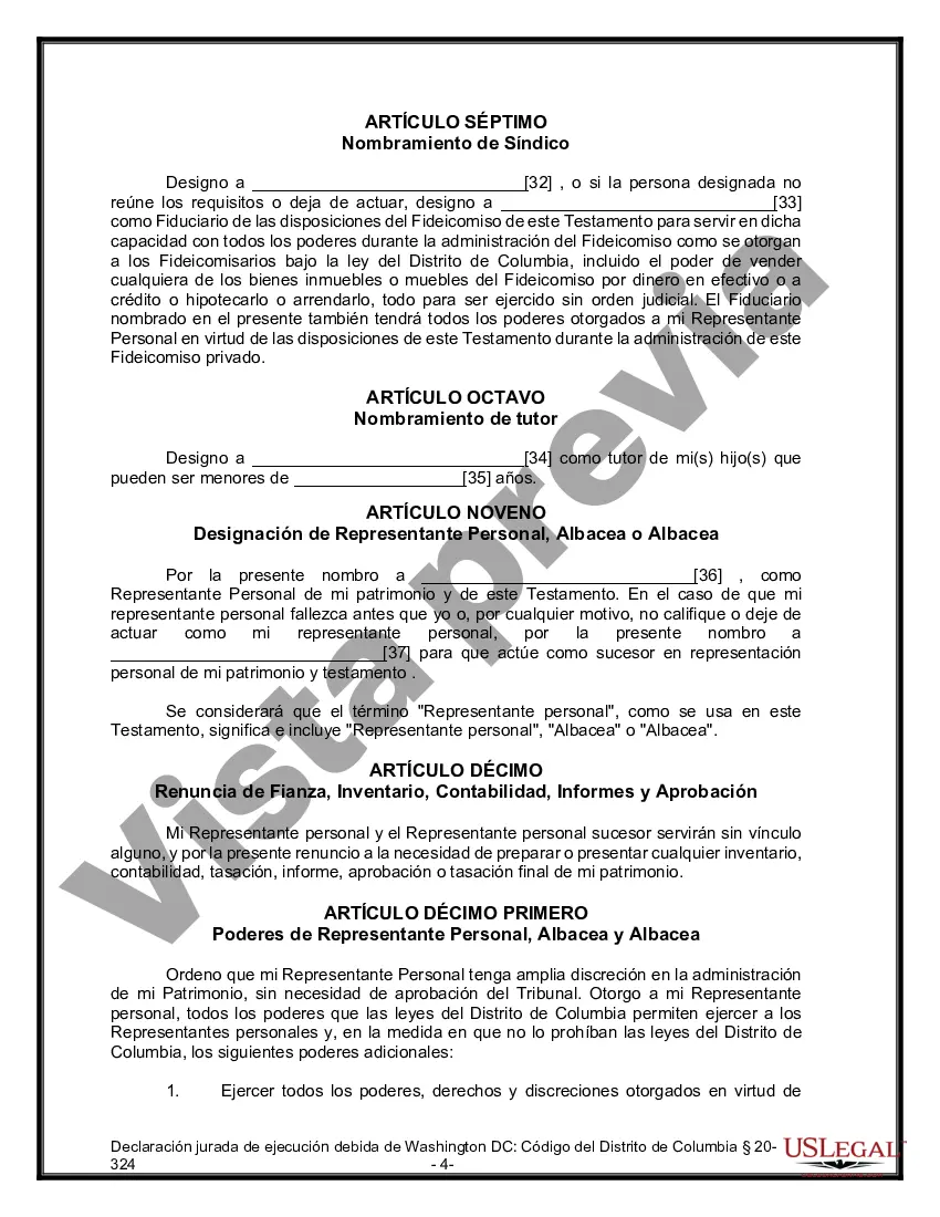 Preview Formulario Legal de Última Voluntad y Testamento para una Persona Soltera con Hijos Menores