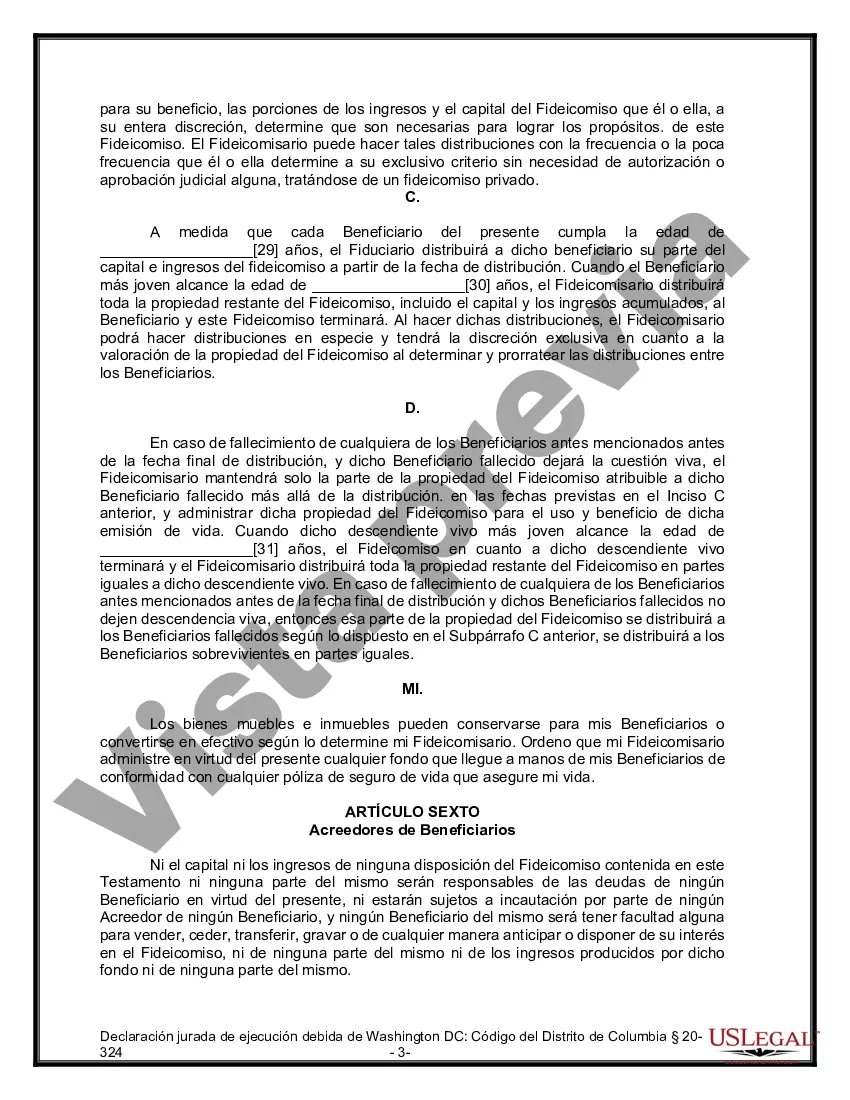 Preview Formulario Legal de Última Voluntad y Testamento para una Persona Soltera con Hijos Menores