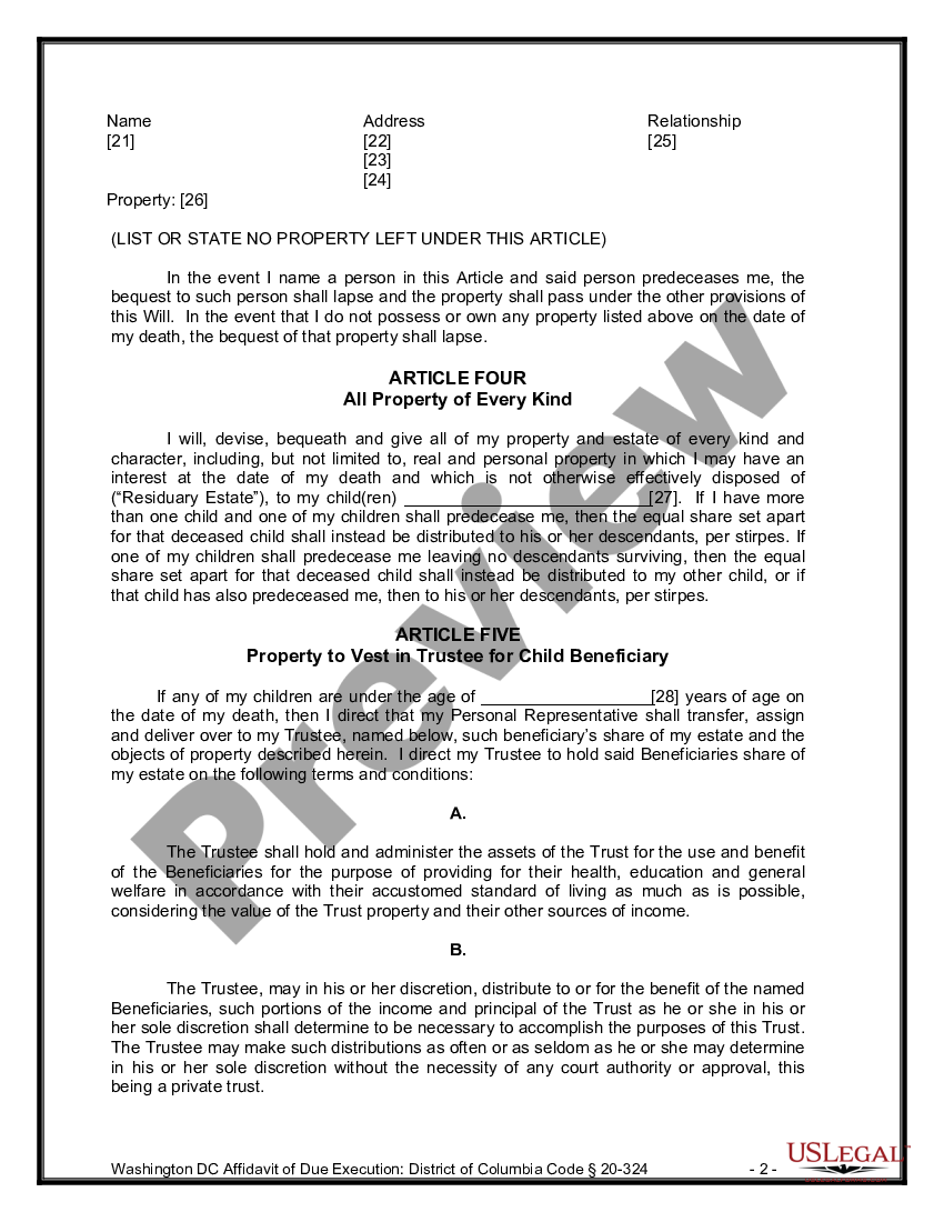 page 7 Legal Last Will and Testament Form for a Single Person with Minor Children preview
