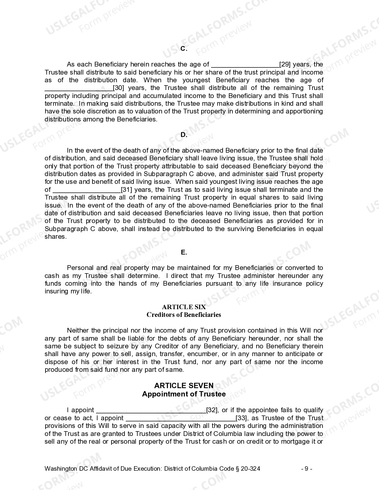 Preview Last Will and Testament for a Single Person with Minor Children