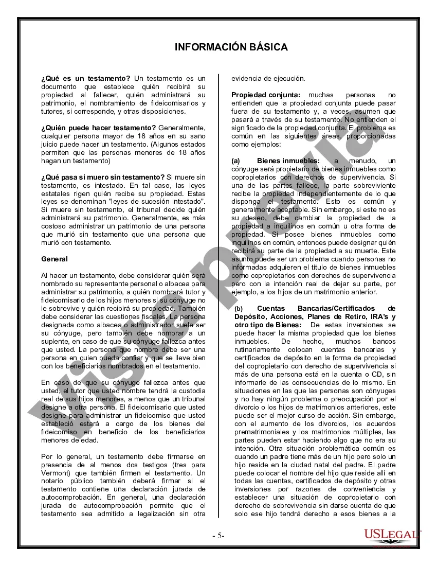 Preview Formulario Legal de Última Voluntad y Testamento para Persona Soltera con Hijos Adultos y Menores