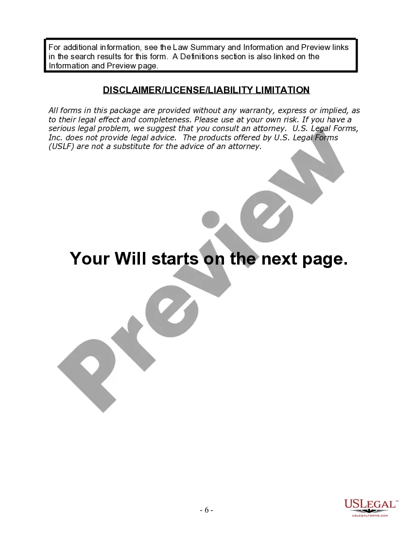 Preview Last Will and Testament for Single Person with Adult and Minor Children