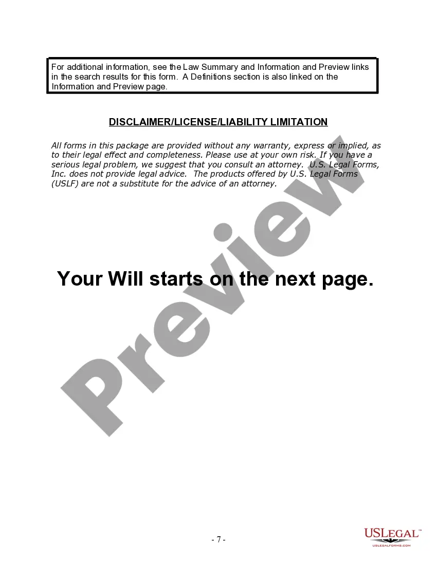 Preview Last Will and Testament for Single Person with Adult Children