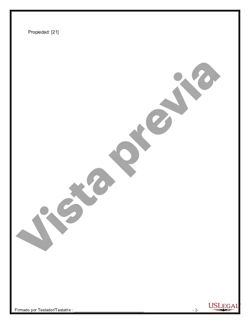 Preview Última voluntad y testamento legal para persona casada con hijos menores de edad de un matrimonio anterior