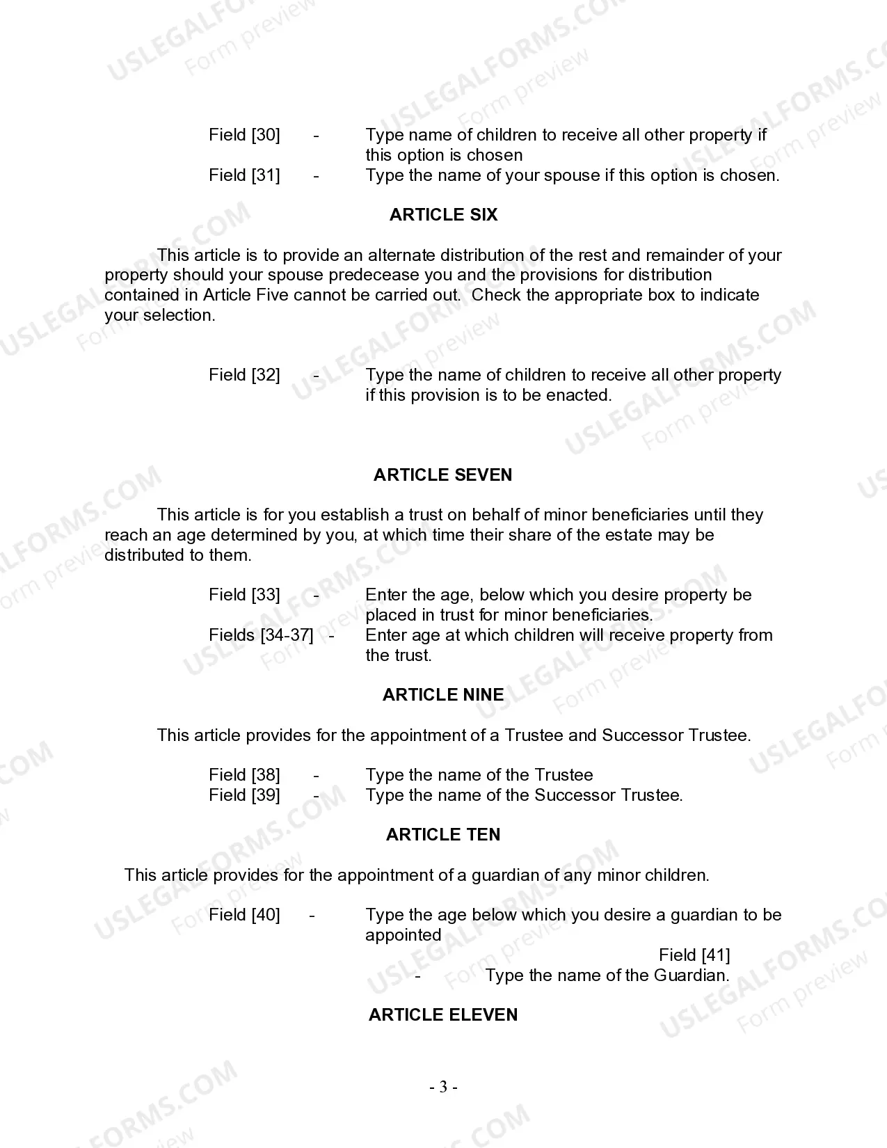Preview Last Will and Testament for Married Person with Minor Children from Prior Marriage