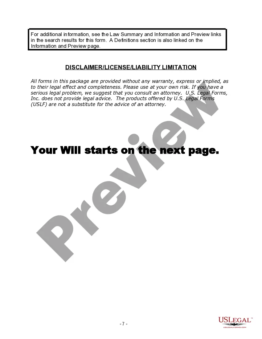 Preview Last Will and Testament for Divorced person not Remarried with Adult Children