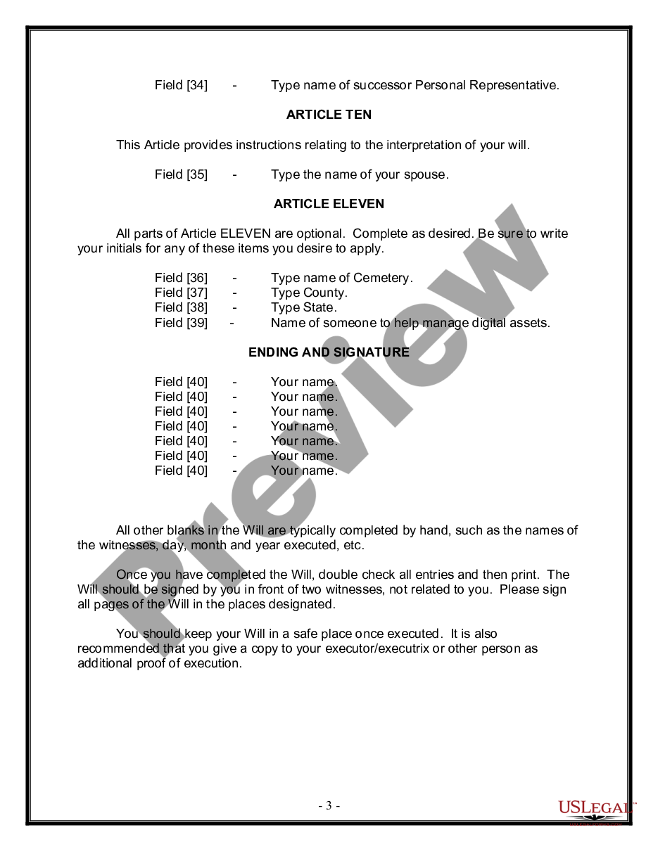 page 2 Legal Last Will and Testament Form for Married Person with Adult Children from Prior Marriage preview