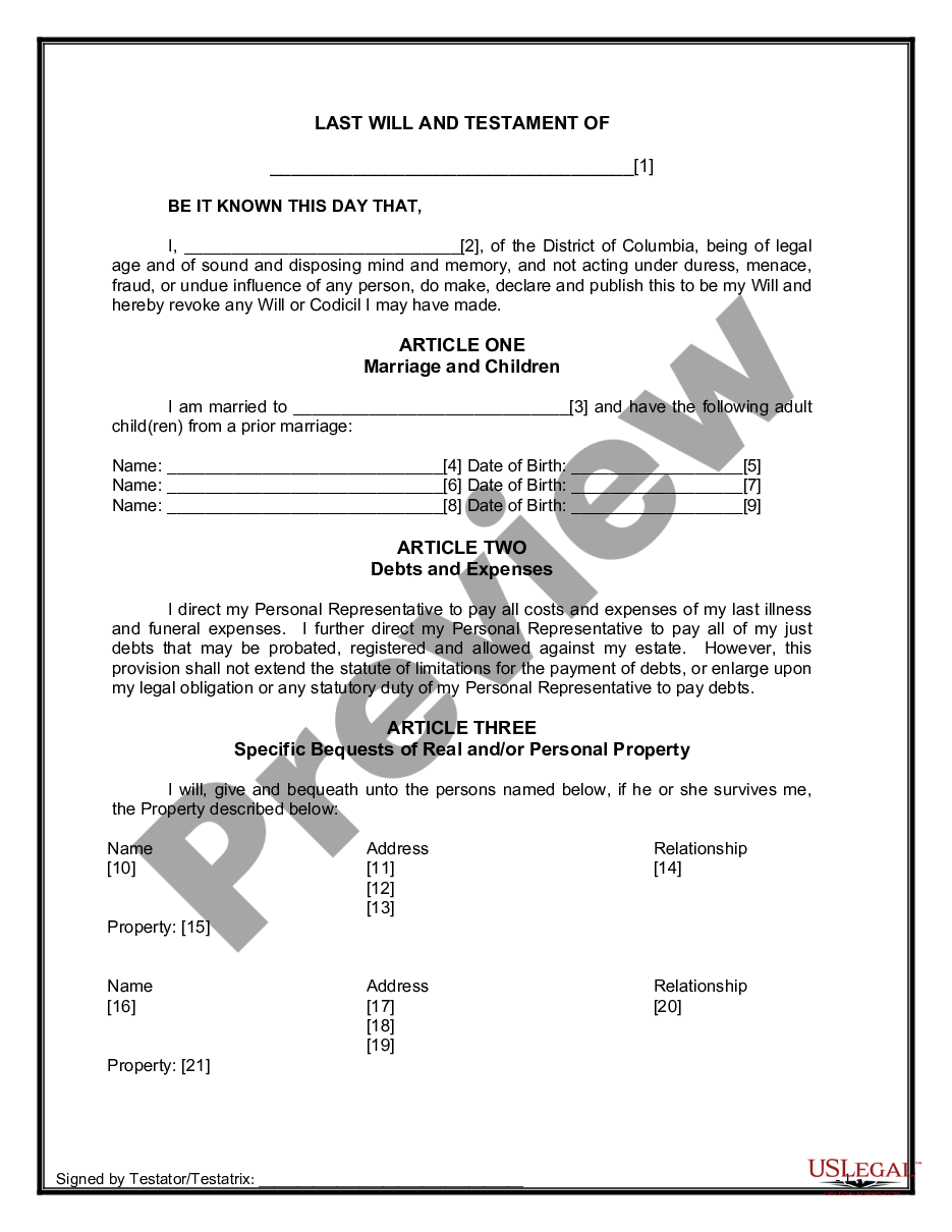 page 6 Legal Last Will and Testament Form for Married Person with Adult Children from Prior Marriage preview