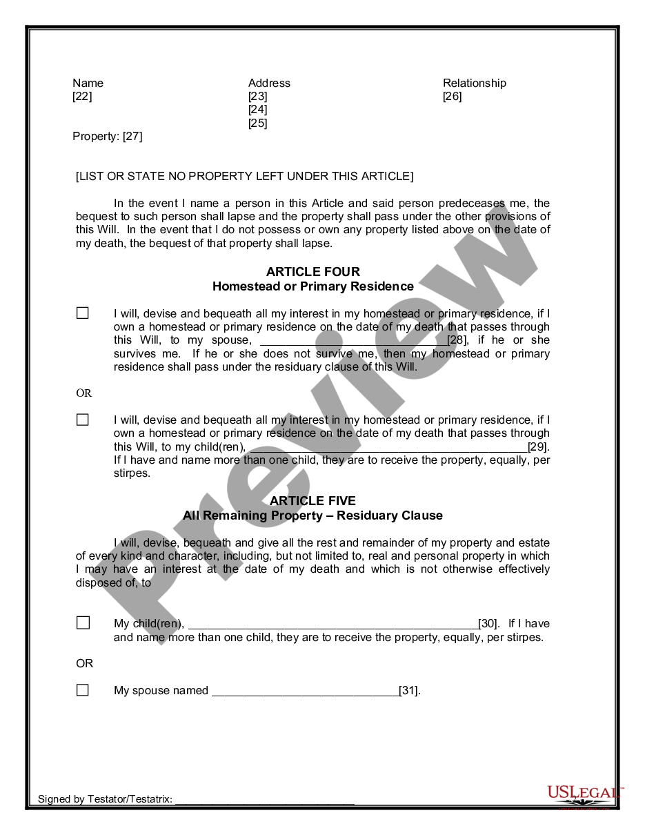 page 7 Legal Last Will and Testament Form for Married Person with Adult Children from Prior Marriage preview
