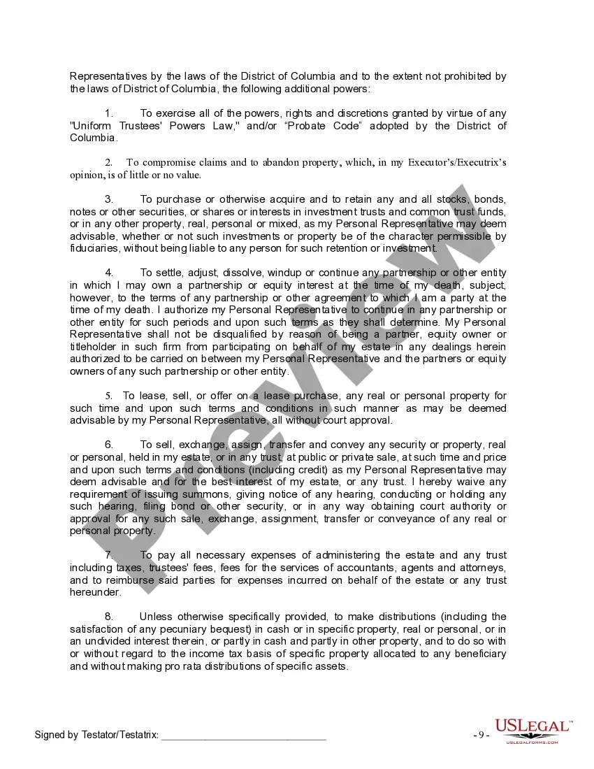 Preview Last Will and Testament for Divorced Person Not Remarried with No Children