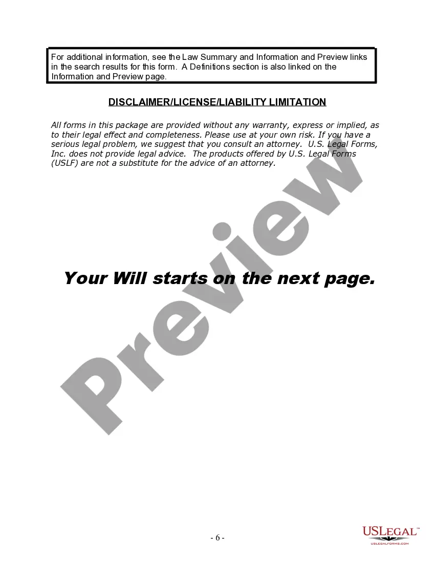Preview Last Will and Testament for Divorced person not Remarried with Minor Children