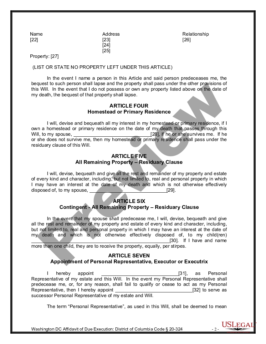 page 7 Legal Last Will and Testament Form for Married Person with Adult Children preview