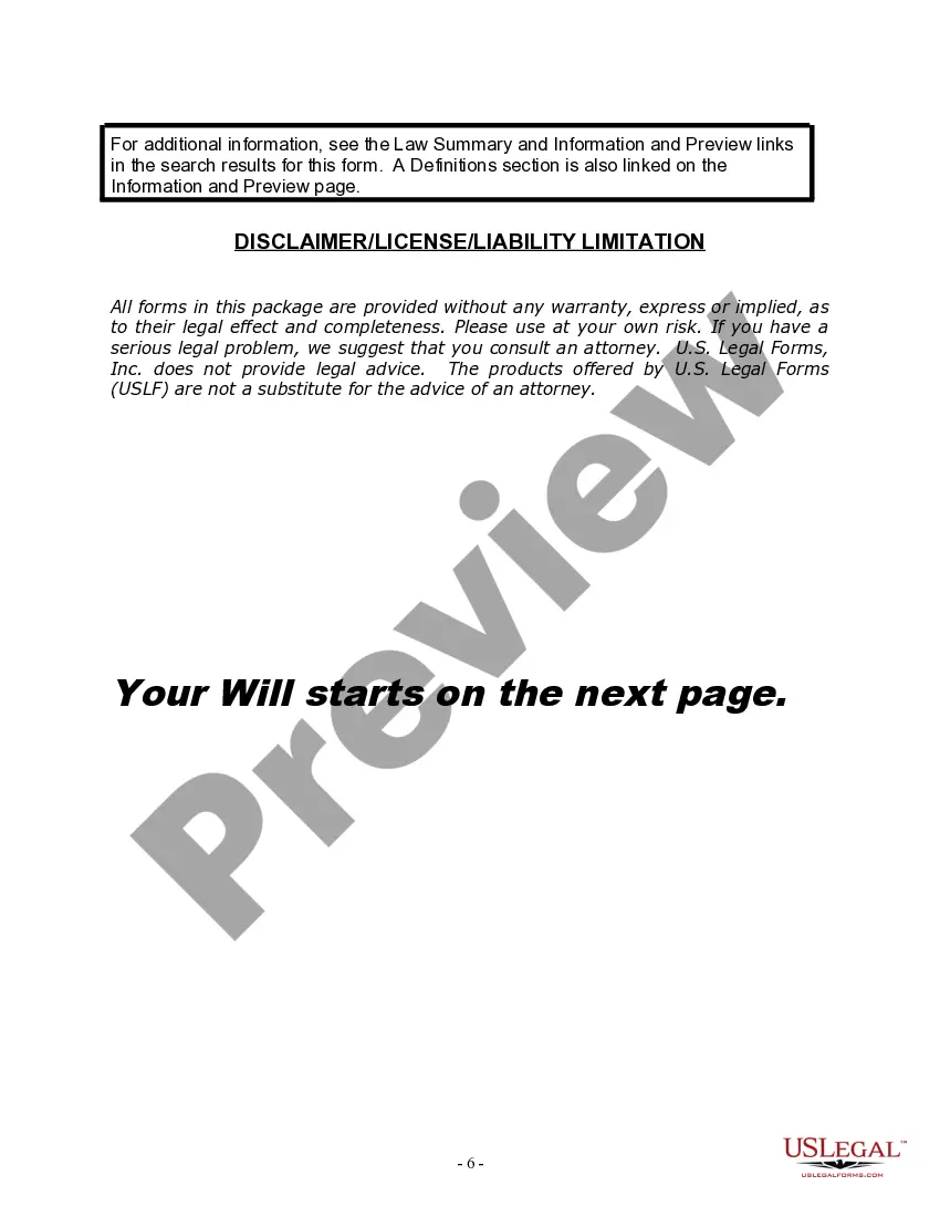 Preview Last Will and Testament for a Domestic Partner with No Children