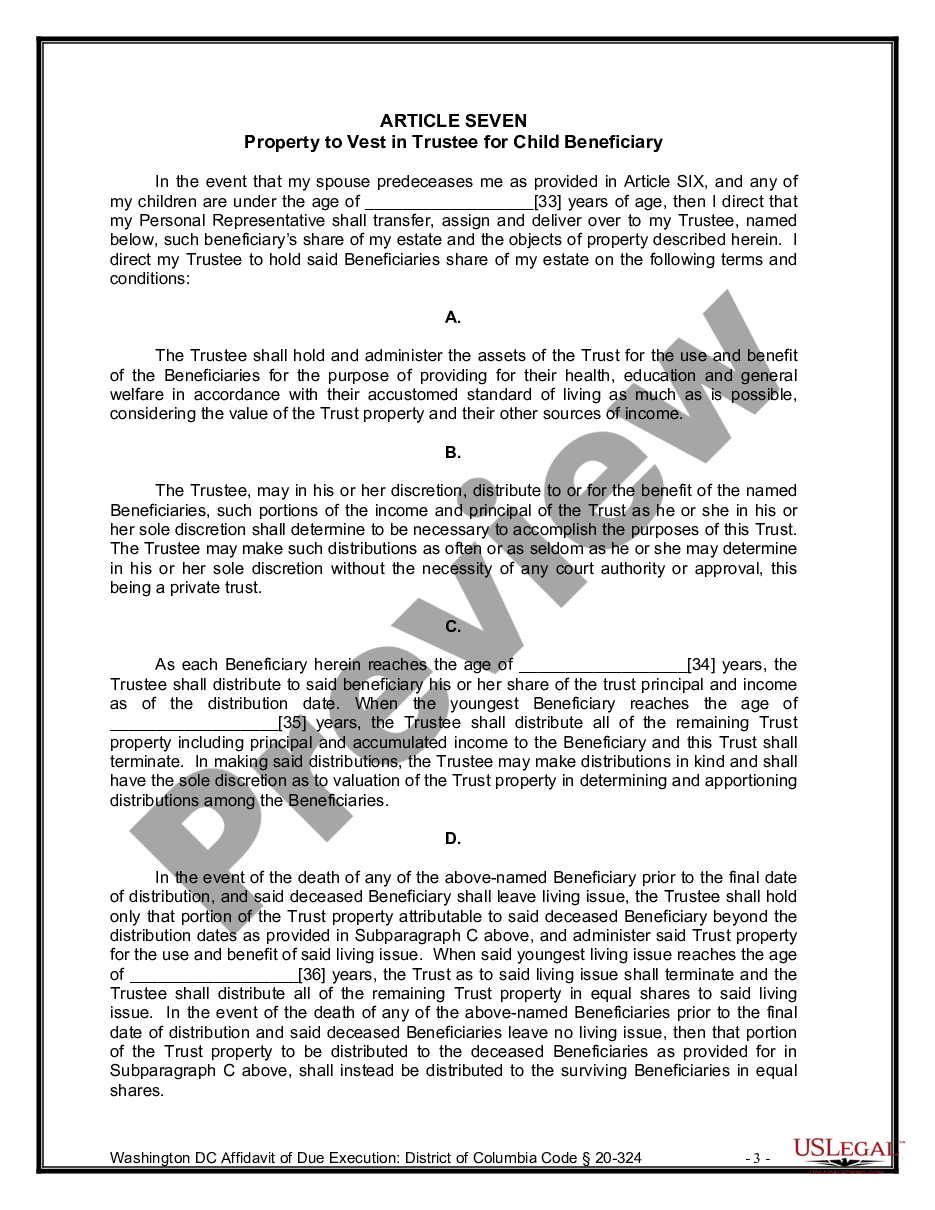 page 9 Legal Last Will and Testament Form for Married Person with Minor Children preview