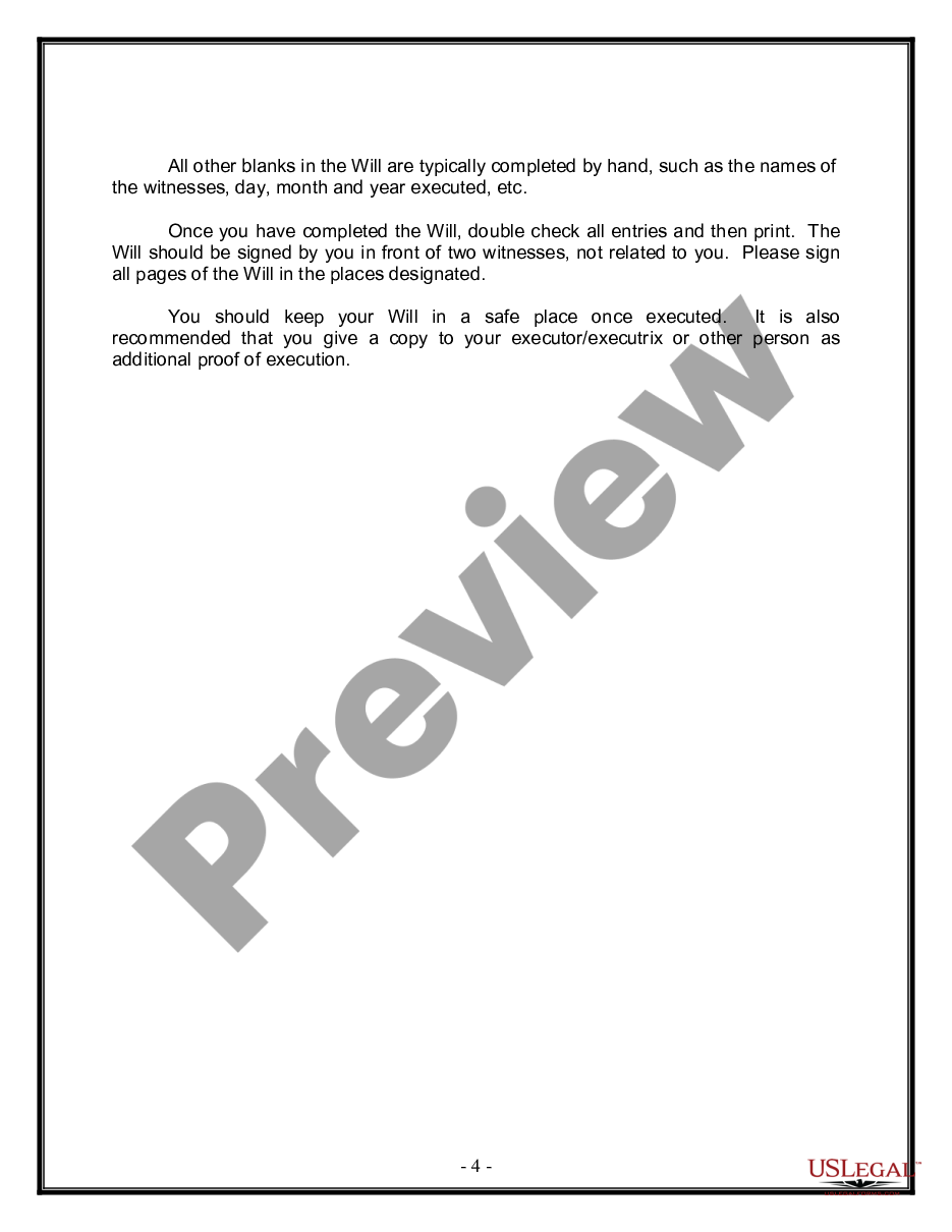 page 3 Legal Last Will and Testament Form for Married Person with Minor Children preview