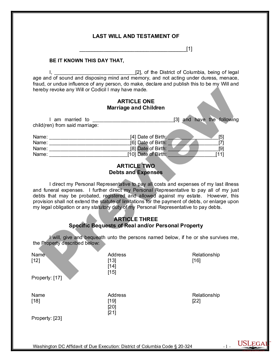 page 7 Legal Last Will and Testament Form for Married Person with Minor Children preview