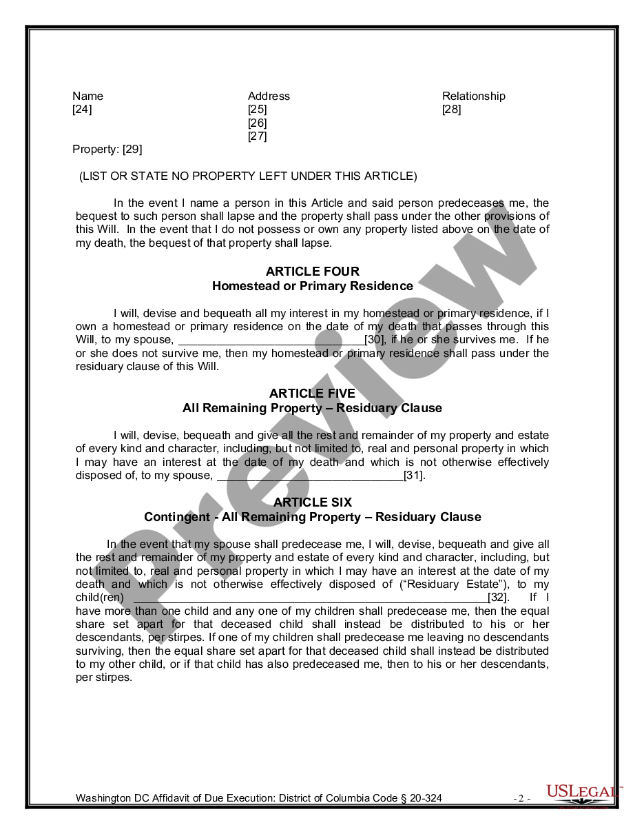 page 8 Legal Last Will and Testament Form for Married Person with Minor Children preview