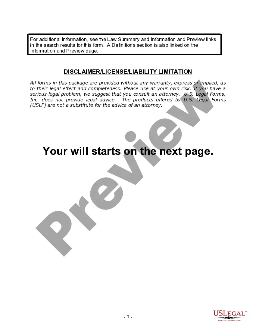 Preview Last Will and Testament for Married Person with Minor Children