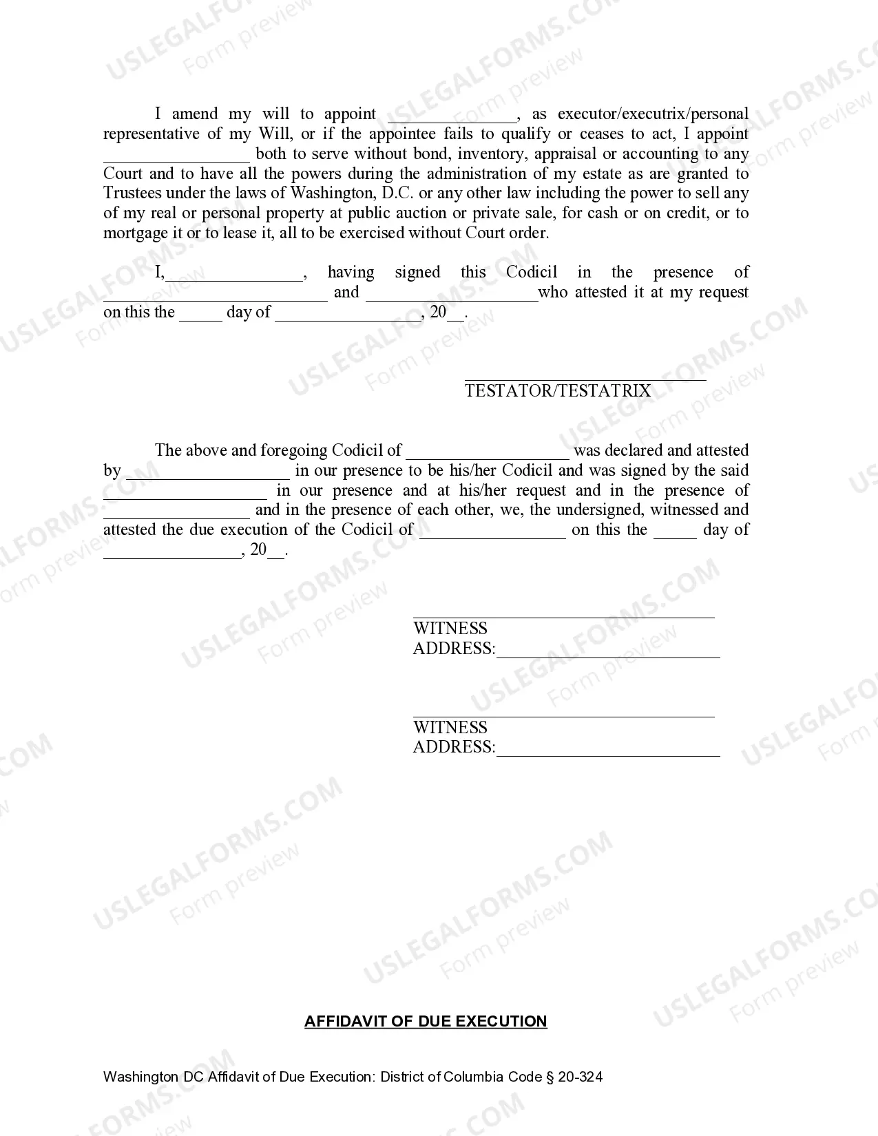 Preview Codicil to Will Form for Amending Your Will - Will Changes or Amendments