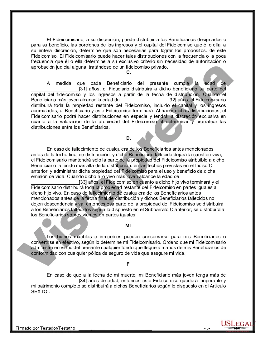 Preview Formulario de última voluntad y testamento legal para personas divorciadas que no se han vuelto a casar con hijos adultos y menores