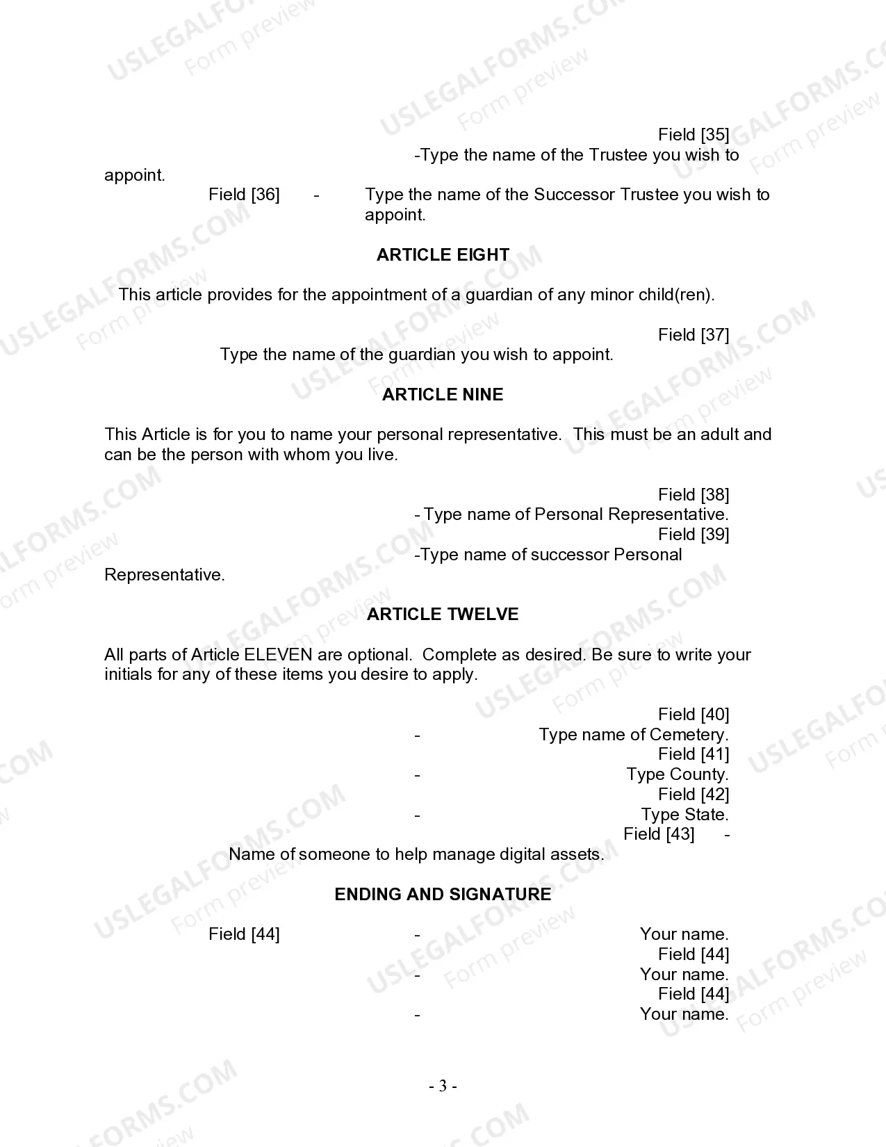 Preview Last Will and Testament for Divorced Person Not Remarried with Adult and Minor Children