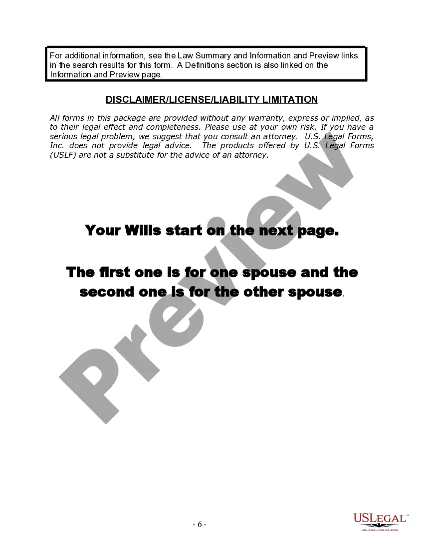Preview Mutual Wills Package with Last Wills and Testaments for Married Couple with Adult Children