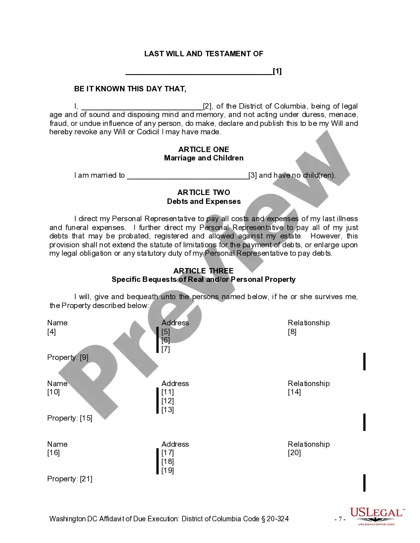 Preview Mutual Wills package with Last Wills and Testaments for Married Couple with No Children