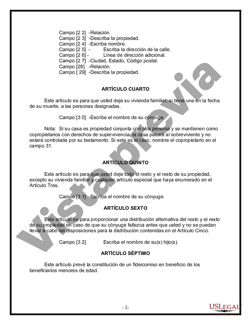 Preview Paquete de Voluntades Mutuas con Últimas Voluntades y Testamentos para Pareja Casada con Hijos Menores