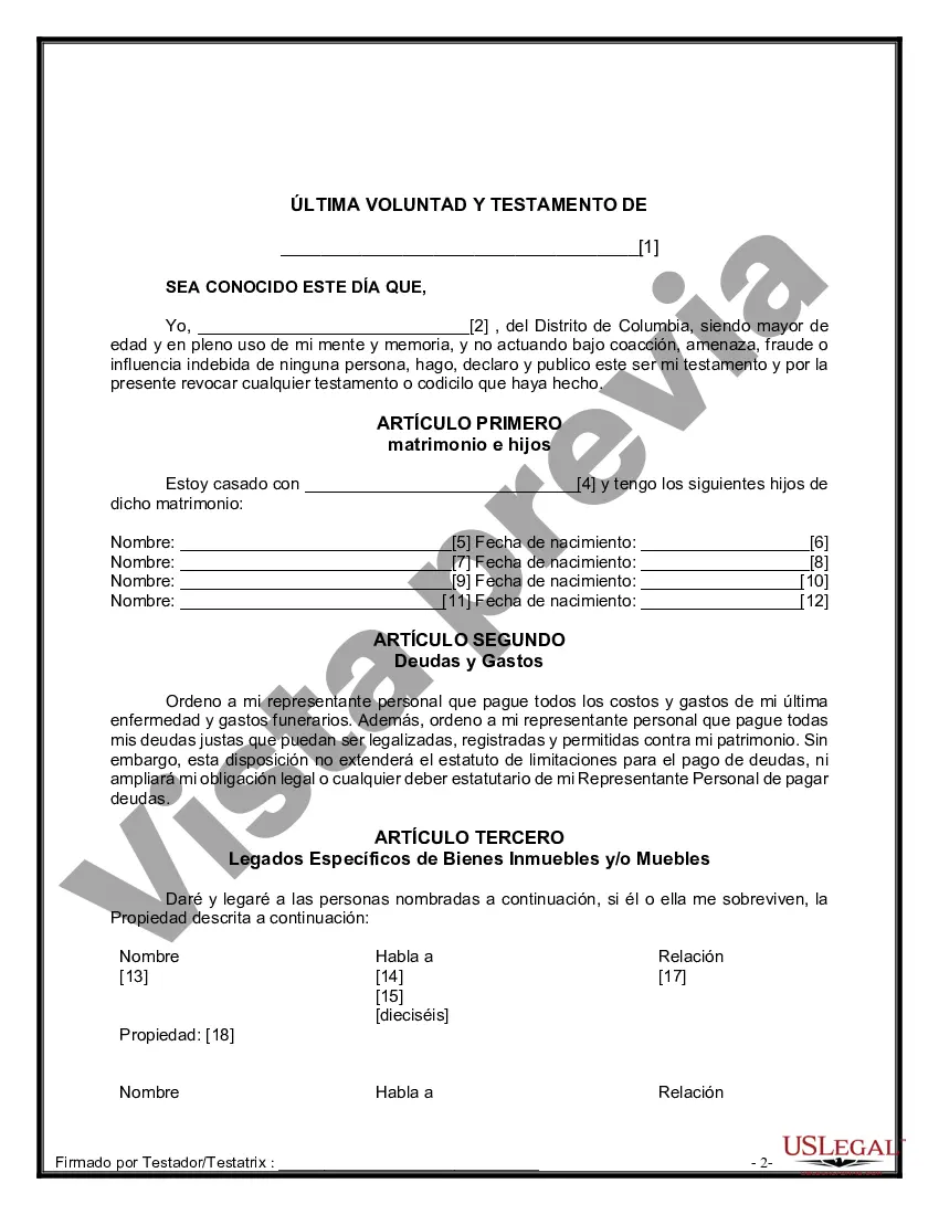 Preview Paquete de Voluntades Mutuas con Últimas Voluntades y Testamentos para Pareja Casada con Hijos Menores