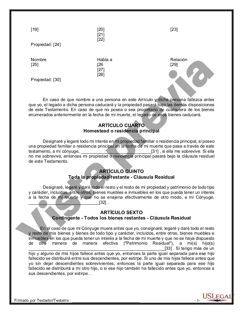 Preview Paquete de Voluntades Mutuas con Últimas Voluntades y Testamentos para Pareja Casada con Hijos Menores